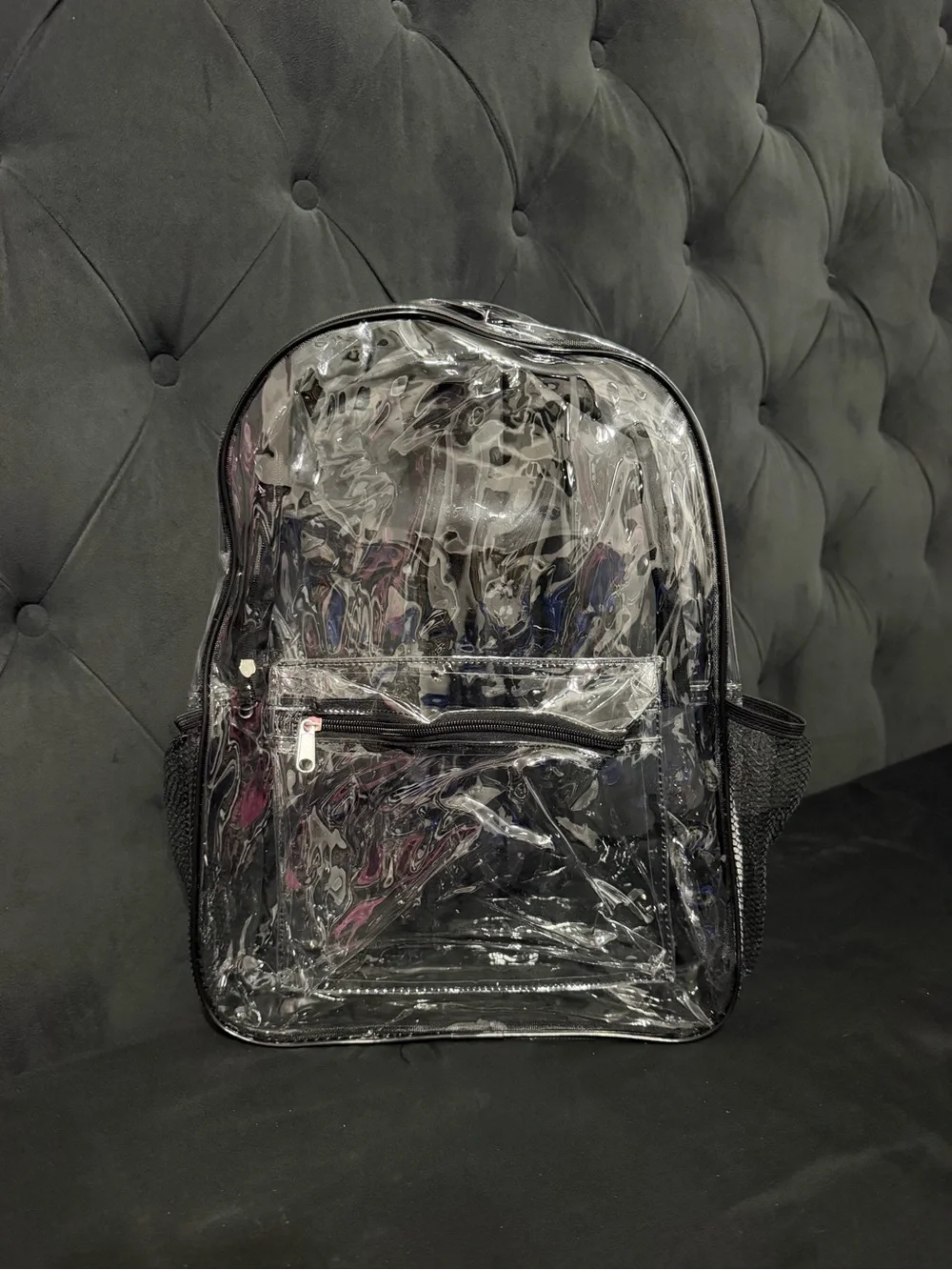 Clear PVC Backpack with Black Trim